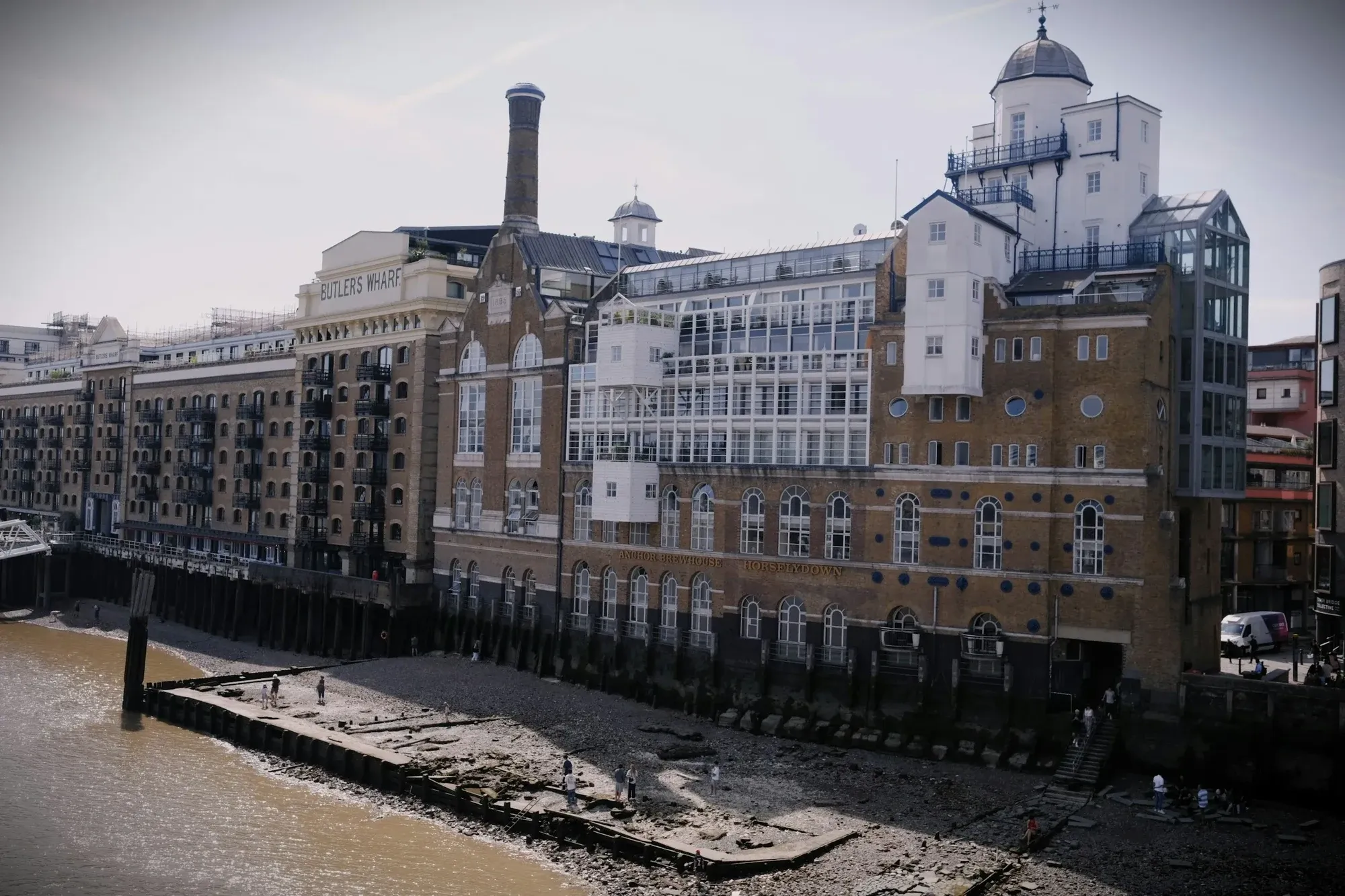 Converted Victorian warehouses on the Thames riverside in London