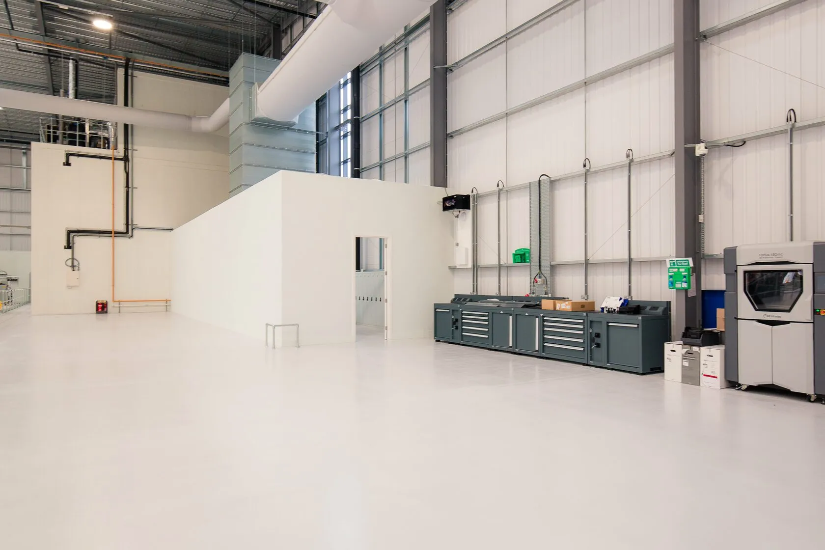 Warehouse interior with new rooms built inside the shell, Banbury